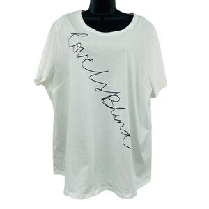 City Chic love is blind cotton‎ white t shirt round neck women's size 20